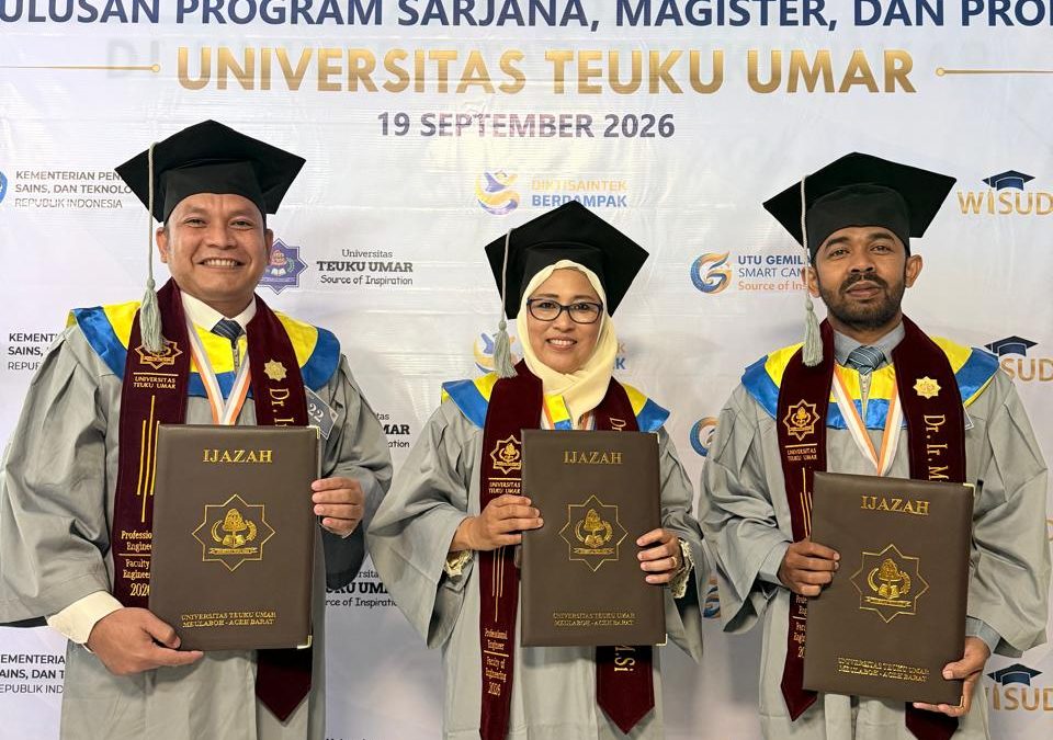 Perkuat Kompetensi Sektor Maritim, Tiga Akademisi FPIK UTU Resmi Sandang Gelar Profesi Insinyur